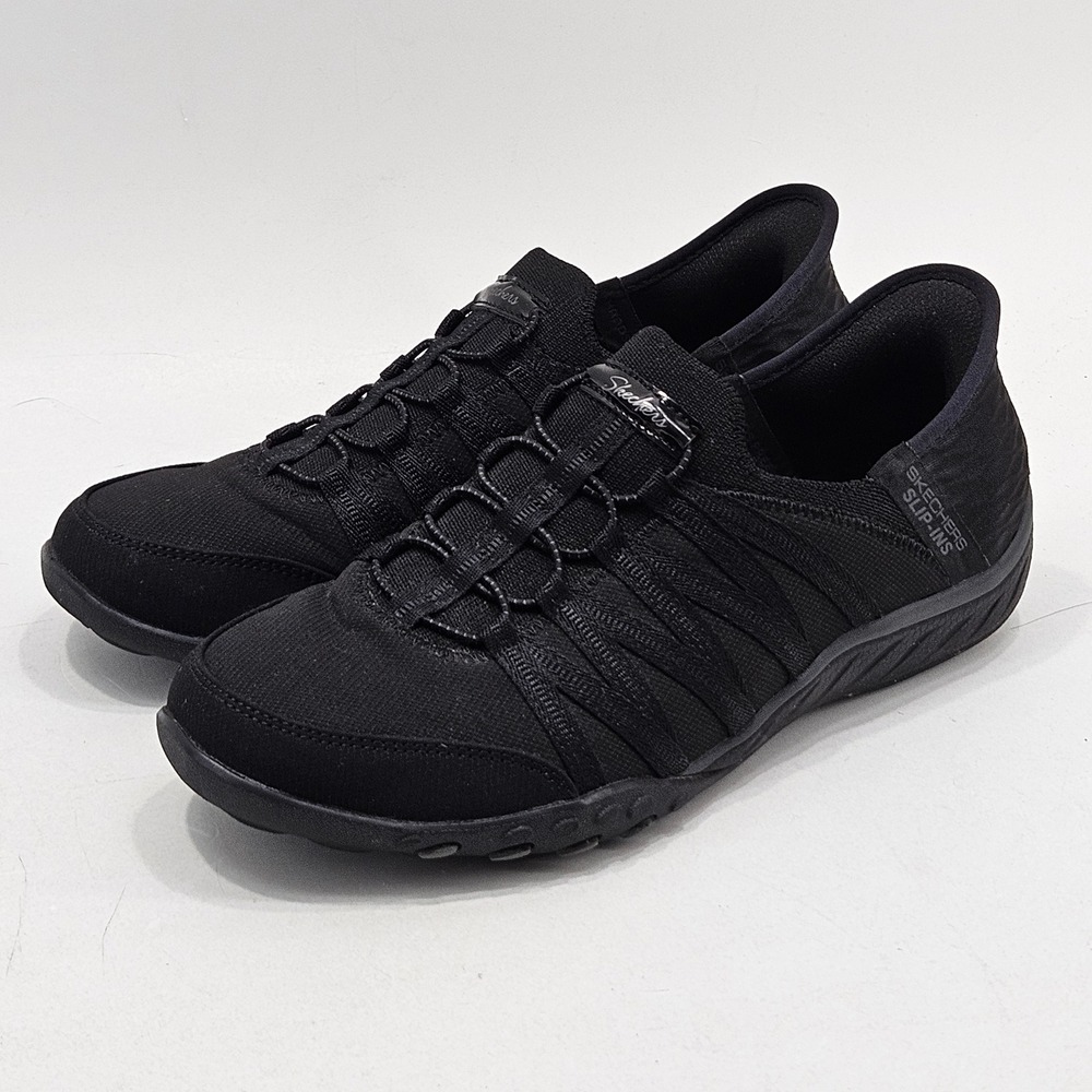 Skechers Slip-ins Reggae Slim Vacay Womens 7 Black 100593 Hands Free Sneakers